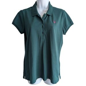 Allen Solly Women's Extra Large Green Short Sleeve Polo Tee Shirt
